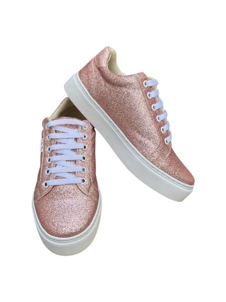 Imagem de Tênis Feminino Glitter Confortavel Brilhante Moda Casual e Academia