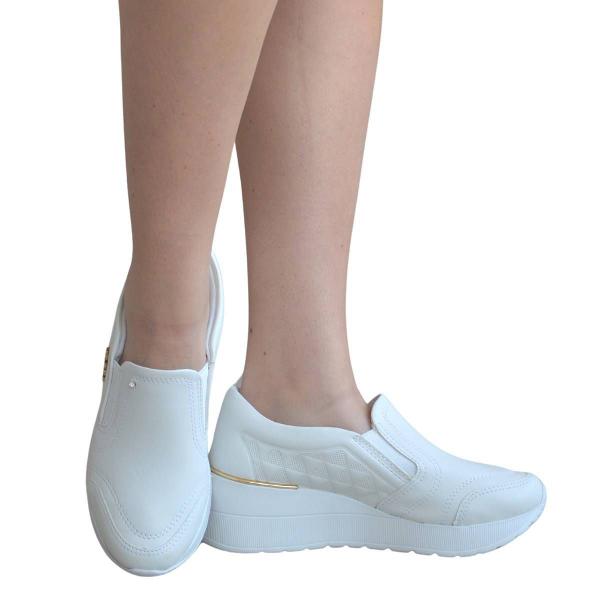 Imagem de Tênis Feminino Kolosh c3565 Slip On Anabela Conforto Branco