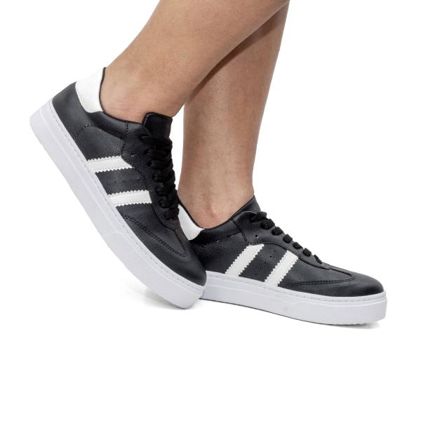 Imagem de Tênis Feminino Sapatenis Casual Básico Clássico Leve Macio Flat Confortável Preto