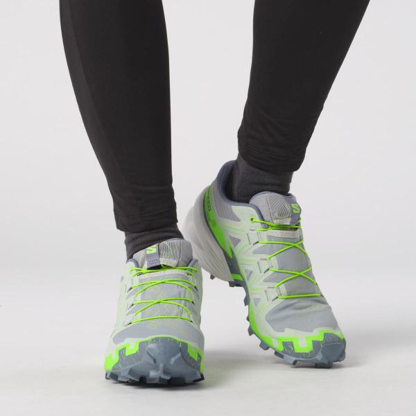 Tênis Feminino Speedcross 6 Cinza e Verde Trail Running Salomon Imagem de Tênis Feminino Speedcross 6 Cinza e Verde Trail Running Salomon
