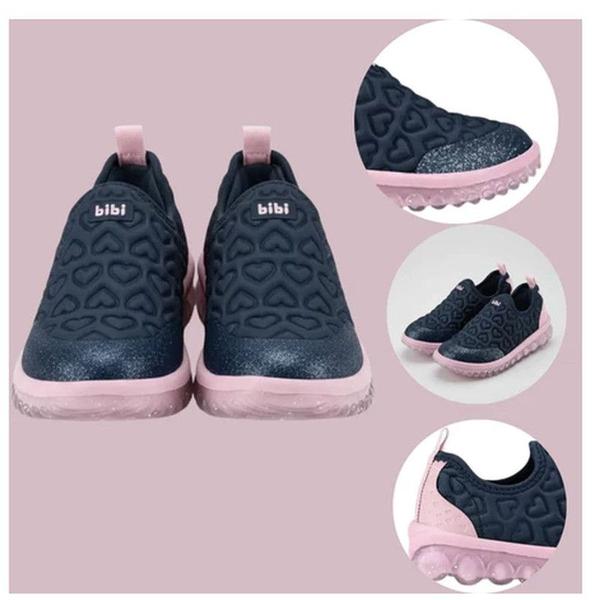 Tênis Infantil Bibi Roller 2.0 Menina Coração Azul Com Rosa