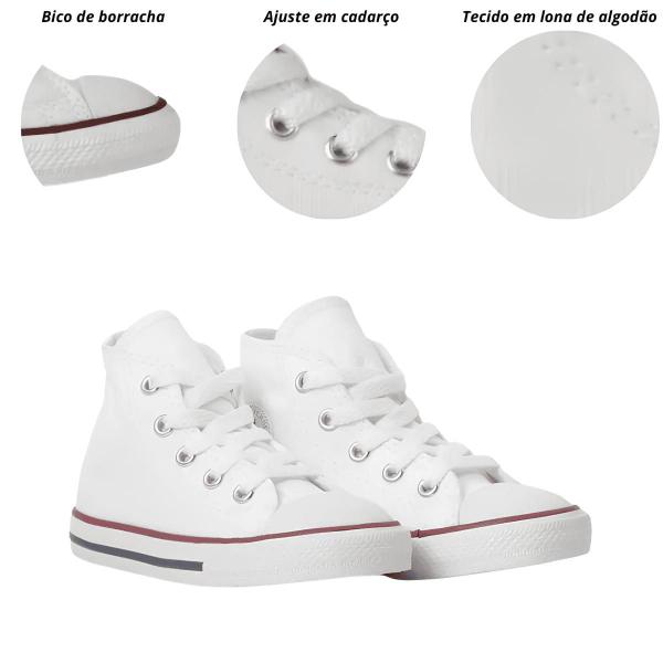 Imagem de Tênis Infantil Converse Original Chuck Cano Alto Branco