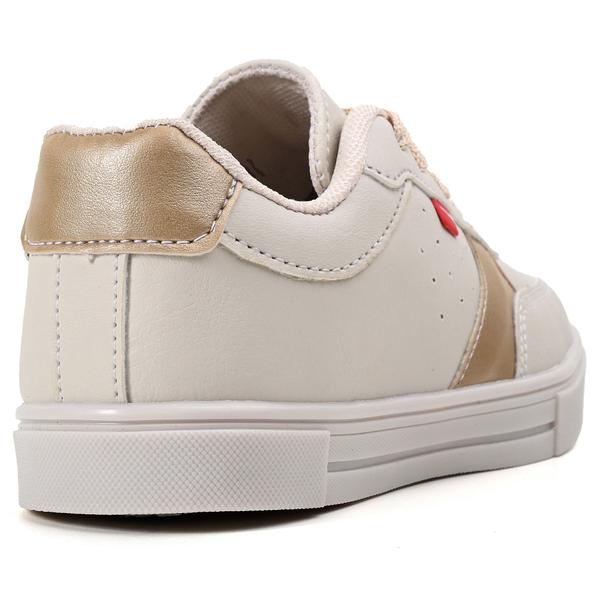 Imagem de Tenis Infantil Feminino Casual Sneaker - Leve e Macio - Original  - Off White/Dourado + Oculos + Relogio