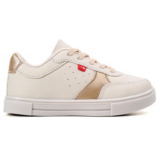 Imagem de Tenis Infantil Feminino Casual Sneaker - Leve e Macio - Original  - Off White/Dourado