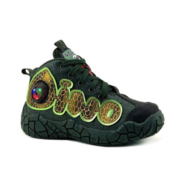 Tênis Infantil Masculino Led Luz Pisca Olho Dinossauro AS356