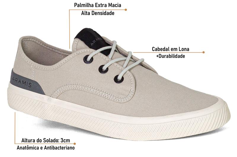 Imagem de Tênis Masculino Aramis Casual Daily Dock Canvas Conforto Costurado Tecido Flexível AM049