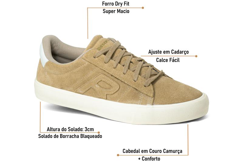 Imagem de Tênis Masculino Reserva Casual R-Ollie Couro Camurça Confortável 752540001