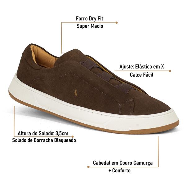 Imagem de Tênis Masculino Reserva Croma Suede Casual Couro Cadarço Elástico Conforto 753160034