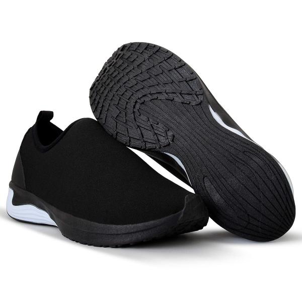 Imagem de Tênis Meia Masculino Preto Liso Calce Fácil Flex Ultra Conforto Fit Max Lig Shoes