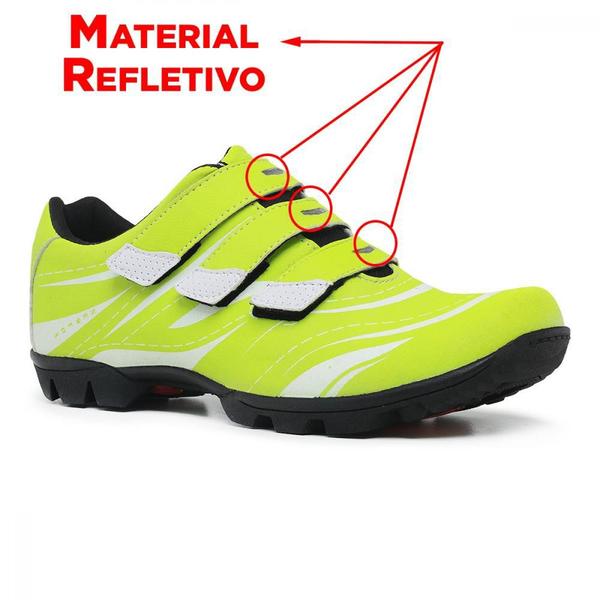 Imagem de Tenis Sapatilha Ciclismo New Fox Bike Reflective Masculino e Feminino NEWFOX NF-REFLECT-FLUOR Amarelo