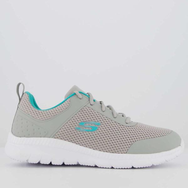 Tênis Skechers Bountiful Feminino Cinza e Branco Imagem de Tênis Skechers Bountiful Feminino Cinza e Branco