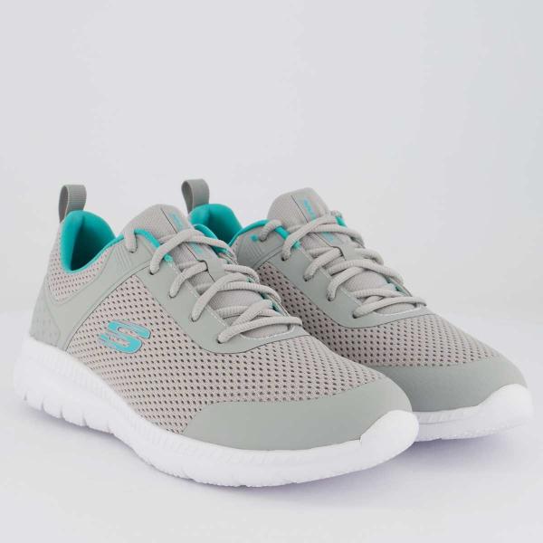 Tênis Skechers Bountiful Feminino Cinza e Branco Imagem de Tênis Skechers Bountiful Feminino Cinza e Branco