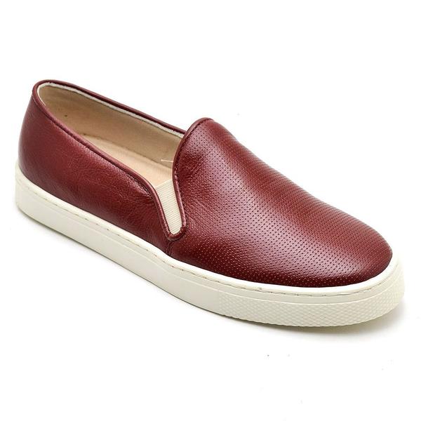 Imagem de Tênis Slip On Casual Em Couro Sola Macia Krn Shoes Costura Aparente