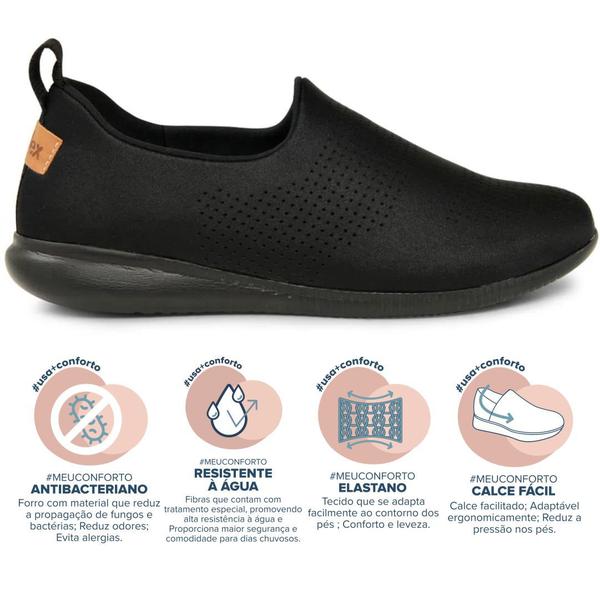 Tênis Slip On Usaflex Elastano Leve Baixo Resistente À Água
