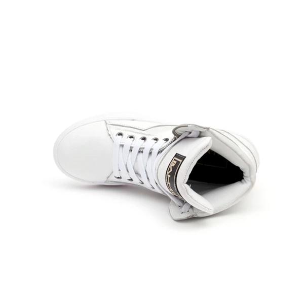 Imagem de Tenis Sneaker Botinha Cano Alto Unissex Couro Branco