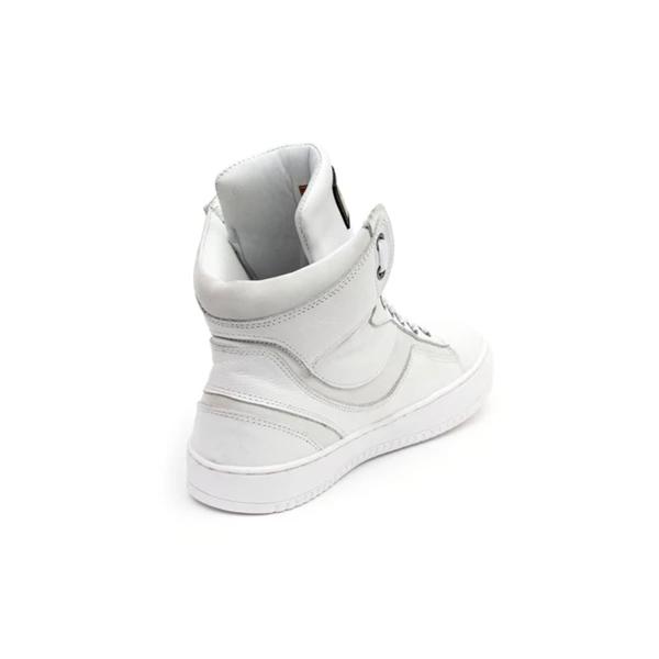 Imagem de Tenis Sneaker Botinha Cano Alto Unissex Couro Branco