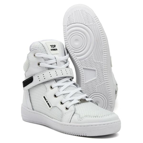 Imagem de Tenis Sneaker Top Fitness Cano Alto Em Couro Branco