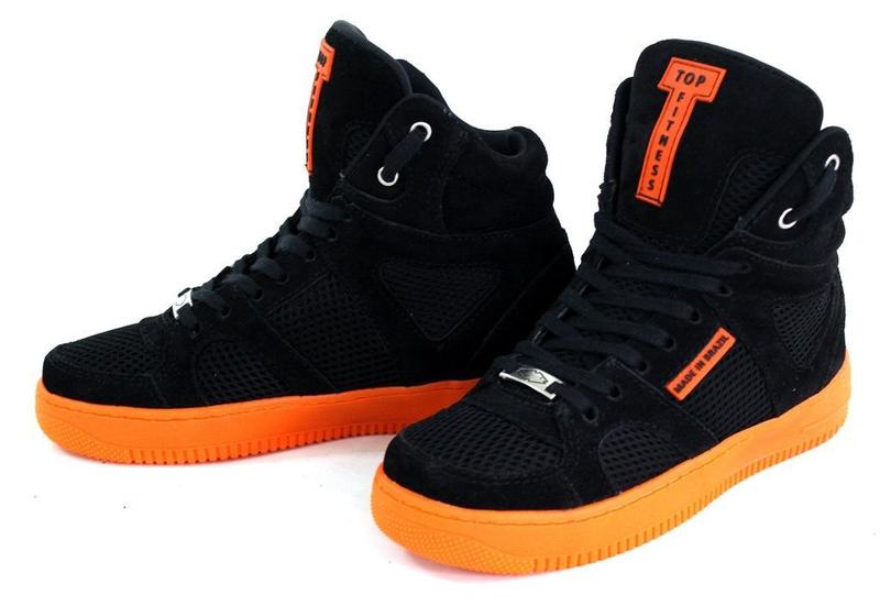 Imagem de Tenis Sneakers Cano Alto Top Fitness Preto/Laranja