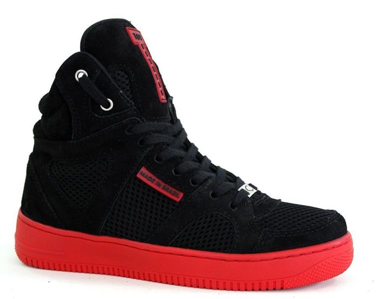 Imagem de Tenis Sneakers Cano Alto Top Fitness Preto Sola Vermelha