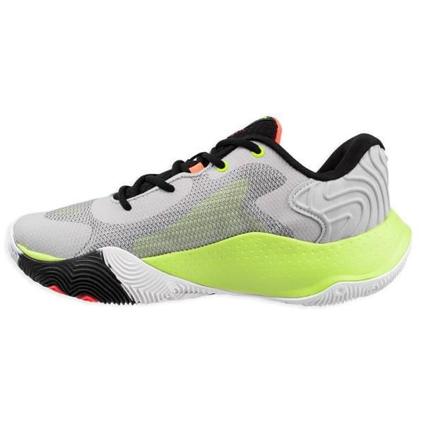 Tênis Under Armour Basquete Buzzer Cinza e Verde Imagem de Tênis Under Armour Basquete Buzzer Cinza e Verde