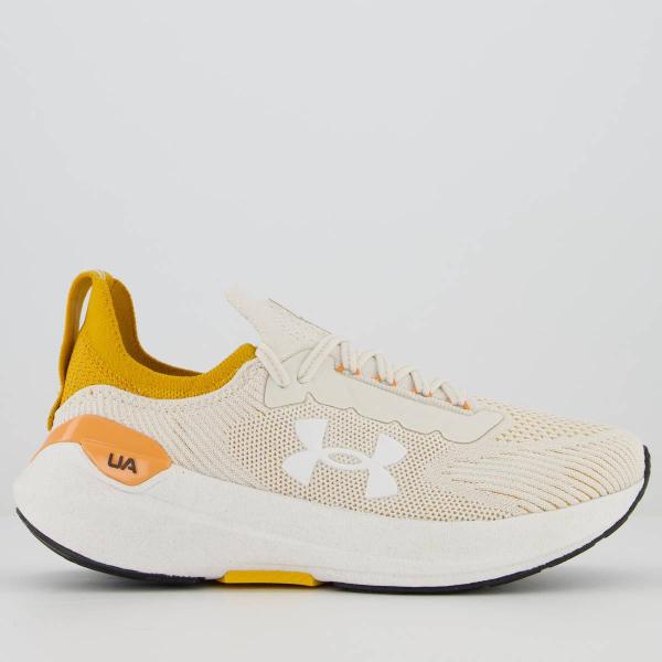 Tênis Under Armour Charged Hit Feminino Bege e Amarelo Imagem de Tênis Under Armour Charged Hit Feminino Bege e Amarelo