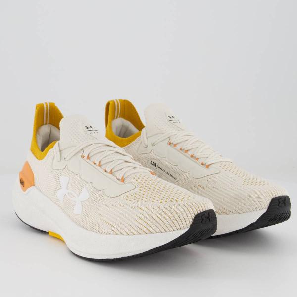 Tênis Under Armour Charged Hit Feminino Bege e Amarelo Imagem de Tênis Under Armour Charged Hit Feminino Bege e Amarelo