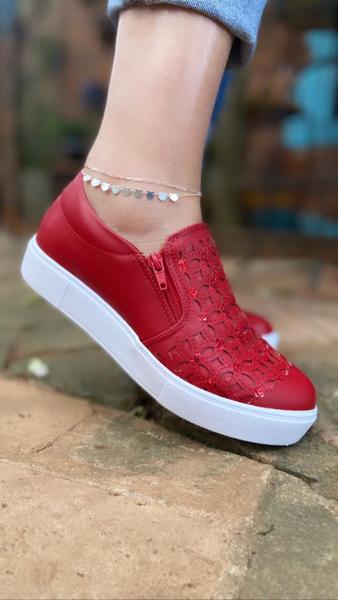 Imagem de Tênis Vivaflex Slip On Ziper Vermelho