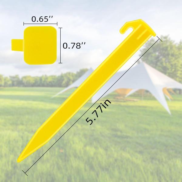 Imagem de Tent Stakes TKYPZY Plastic Heavy Duty, pacote com 10, amarelo