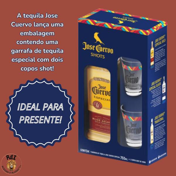 Imagem de Tequila José Cuervo Original Com Selo 750 Ml + 2 Copos Shot