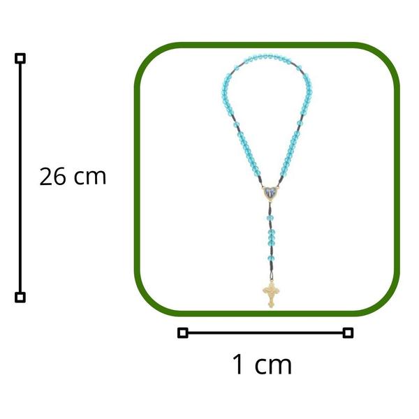 Imagem de Terço N Sra das Graças em Cristal azul e coração 2 unidades