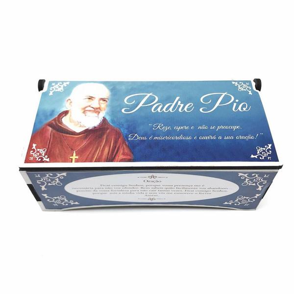 Imagem de Terço Padre Pio com Chaveiro e Caixinha Personalizada