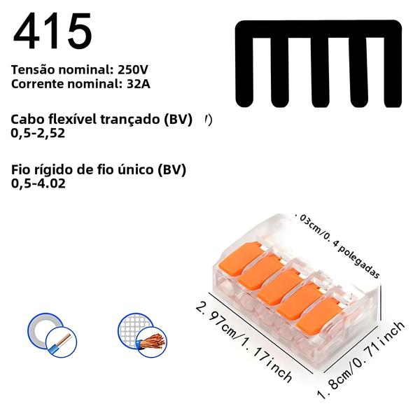 Imagem de Terminais De Encaixe Rápido Laranja 10-75 Peças Conectores De Fio De Equipamentos Elétricos