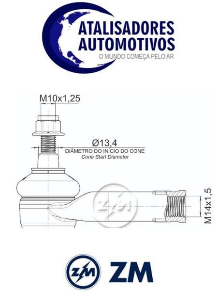 Imagem de Terminal de direção (Elétrica-Hidraulica) lado Direito Hyundai HB20/HB20S Original-ZM 270.118.01