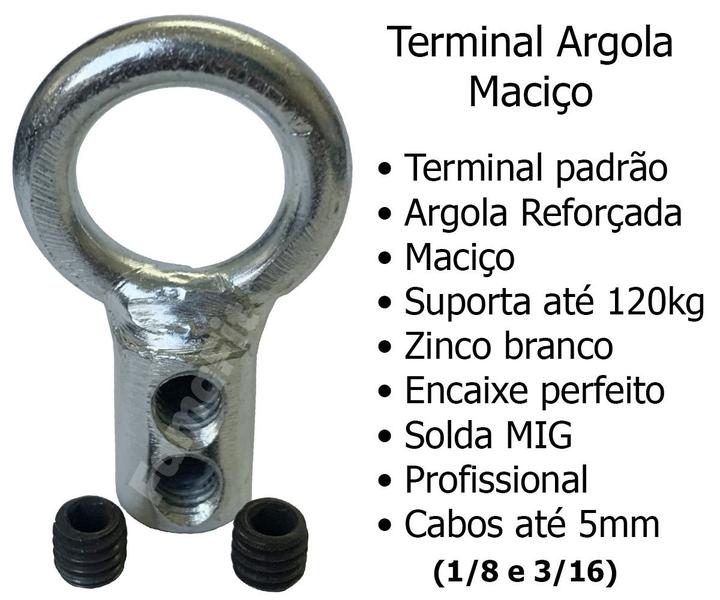 Imagem de Terminal de Reparo Argola 6 Unidades + 6 Bolinhas Para Cabo de Aço 