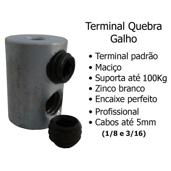 Terminal Quebra Galho Cabo de Aço Academia 06 Unidades - FamaFit Imagem de Terminal Quebra Galho Cabo de Aço Academia 06 Unidades
