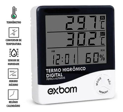 Imagem de Termo-higrômetro Digital Relógio Umidade E Temperatura Do