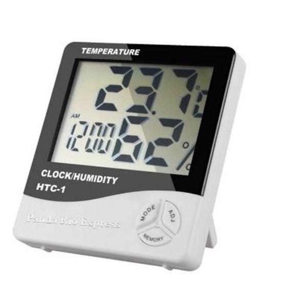 Imagem de Termo Higrômetro Digital Termômetro Relógio Medidor Temperatura Umidade Extensão de Cílios