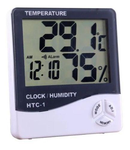 Imagem de Termo Higrômetro Medidor Temperatura Umidade Relógio Digital