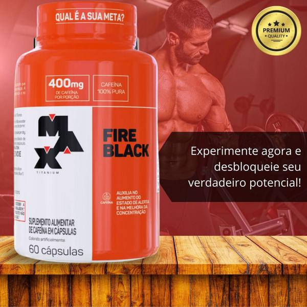 Imagem de Termogenico Fire Black Max Titanium 60 capsulas Pré Treino