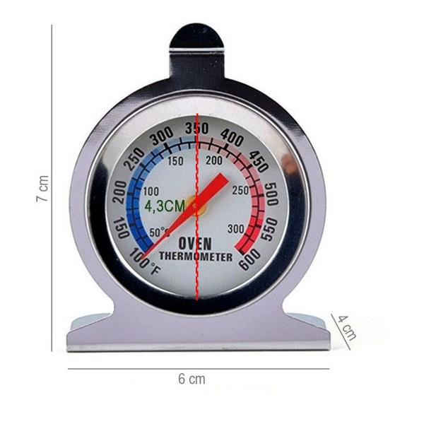 Imagem de Termometro Analogico Forno 300 Graus Inox Culinaria Cozinha Refeiçao Churrasqueira Domestico Profissional Alta Temperatura Resistente