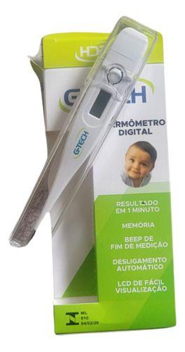 Termômetro Clínico Axilar Digital Febre Th1027 Branco G-tech Imagem de Termômetro Clínico Axilar Digital Febre Th1027 Branco G-tech
