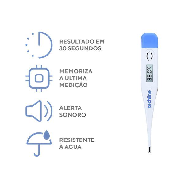 Termômetro Clínico Digital Branco TS-101 Techline Imagem de Termômetro Clínico Digital Branco TS-101 Techline