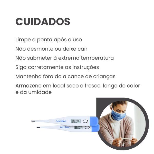 Termômetro Clínico Digital Branco TS-101 Techline Imagem de Termômetro Clínico Digital Branco TS-101 Techline