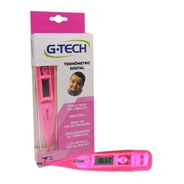Termômetro Clínico Digital Rosa Desligamento Automático G-tech Imagem de Termômetro Clínico Digital Rosa Desligamento Automático G-tech