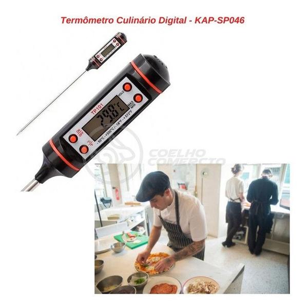 Imagem de Termômetro Culinário Cozinha Digital com Espeto Alimentos e Líquidos Mede -50ºC a +300ºC