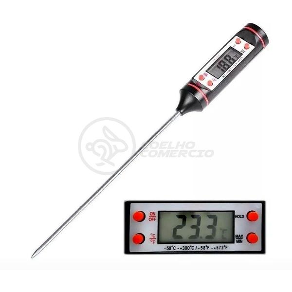 Termômetro Culinário Cozinha Digital com Espeto Alimentos e Líquidos Mede -50ºC a +300ºC Presente Dia dos Namorados - DRAIK Imagem de Termômetro Culinário Cozinha Digital com Espeto Alimentos e Líquidos Mede -50ºC a +300ºC Presente Dia dos Namorados