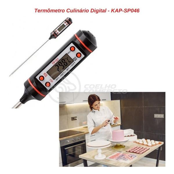 Imagem de Termômetro Culinário Cozinha Digital com Espeto Alimentos e Líquidos Mede -50ºC a +300ºC