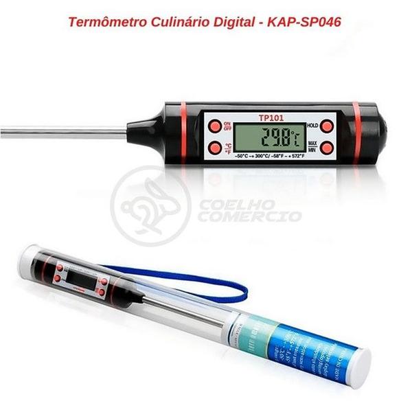 Imagem de Termômetro Culinário Cozinha Digital com Espeto Alimentos e Líquidos Mede -50ºC a +300ºC