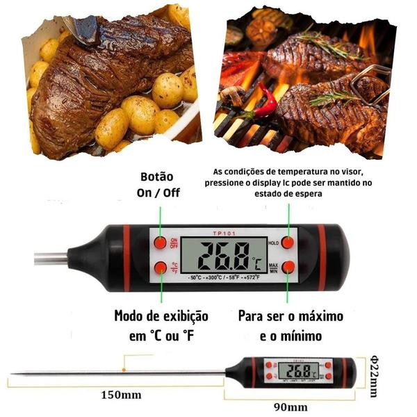 Imagem de Termômetro Culinário Digital Espeto Alimento Cozinha Carne Churrasco