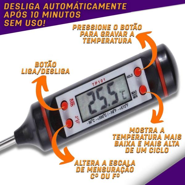 Imagem de Termômetro Culinário Digital Espeto Alimento Cozinha Confeitaria Liquido - Clink